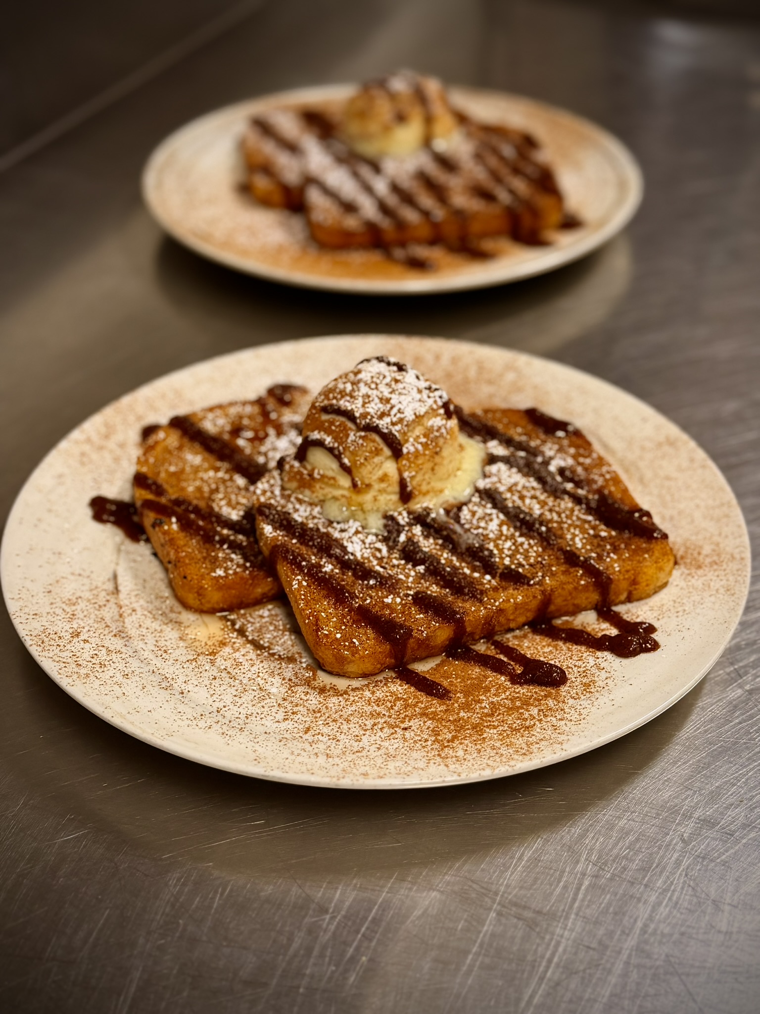 Tiramisu French toast with mascarpone whipped cream